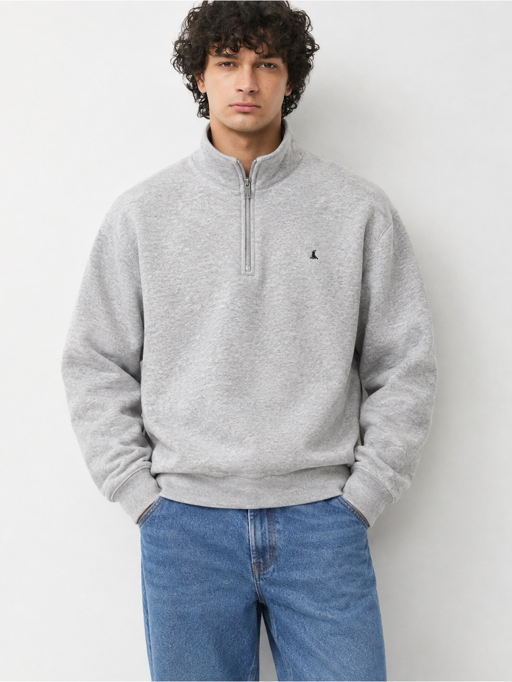 Jack Wills Barchester Quarter Zip Sweatshirt Grey Size L NWOT